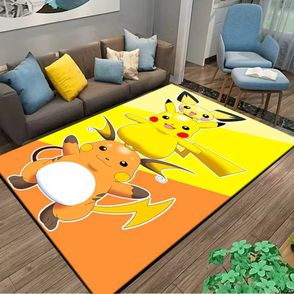 MINISO PIkachu Pokemon Anime Themed Carpet for Living Room Bedroom Kid's Room NonSlip Playmat Balcony Lounge Sofa Rug Gift Idel