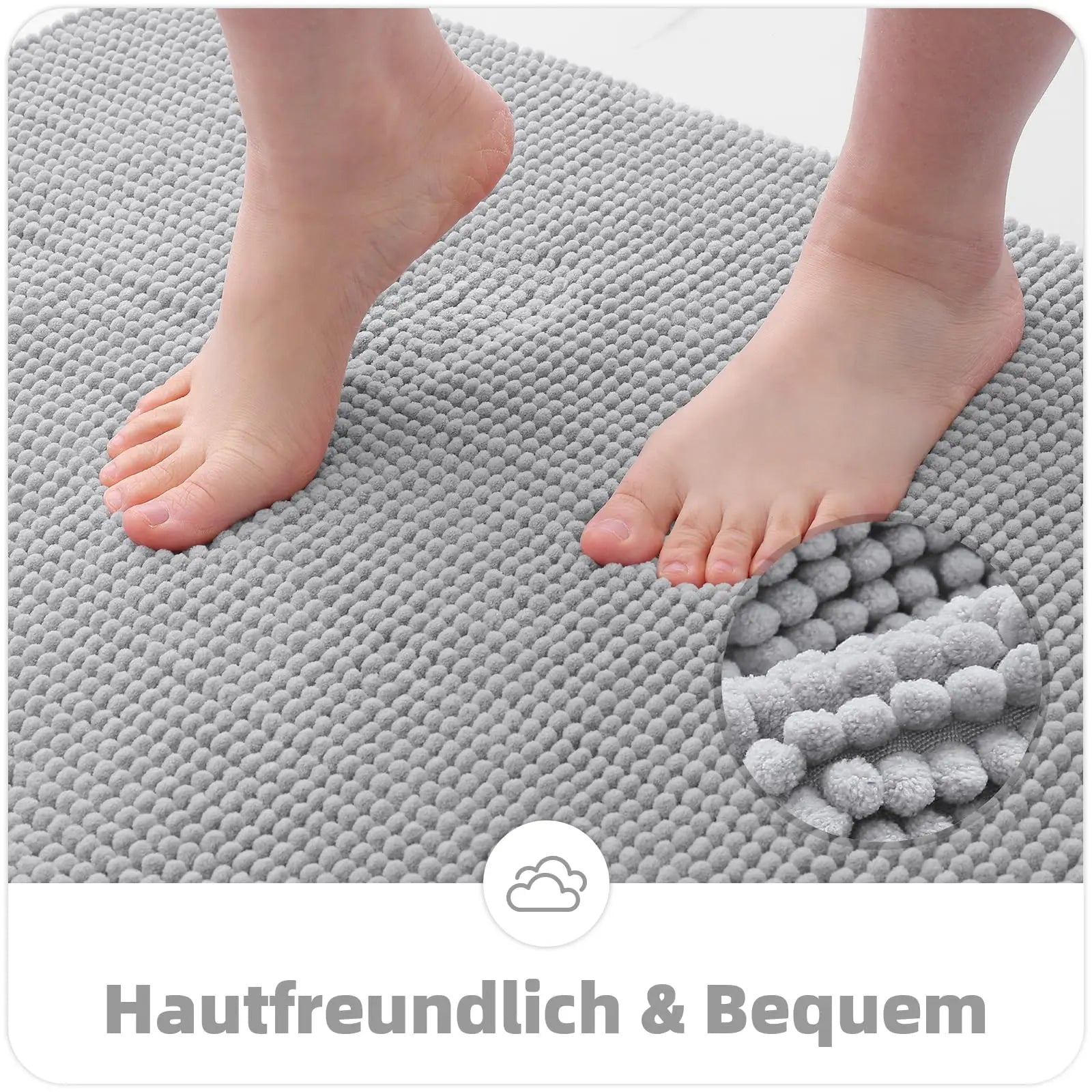 Olanly Chenille Bathroom Mats Ultra Soft Absorbent Bath Non-slip Rugs Washable Shower Mats Thick Plush Microfiber Floor Carpets