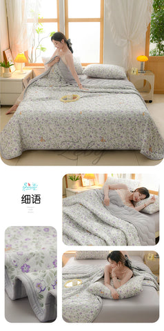 New Floral Print Spring Summer Quilt Soft Comfortable Quilted Quilts Single Double Blanket for Bed Comforter Knitted Thin Duvet