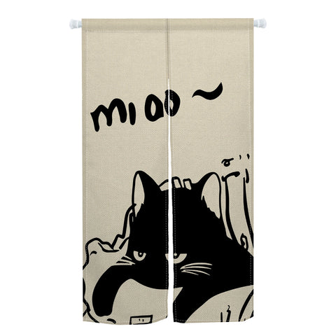 Japanese Cute Cat Door Curtain Izakaya Dining Room Blackout Partition Linen Doorway Curtains Room Entrance Hanging Half Curtains