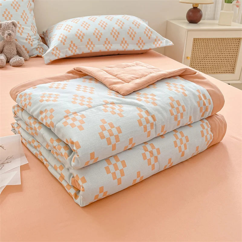 Floral Style Duvets for Summer Soft Comforter Breathable Bedspread 이불 Quilted Blanket Adults/Kids Thin Quilt (No Pillowcase)