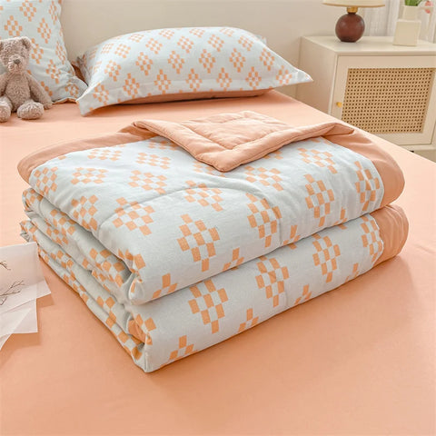 Floral Style Duvets for Summer Soft Comforter Breathable Bedspread 이불 Quilted Blanket Adults/Kids Thin Quilt (No Pillowcase)