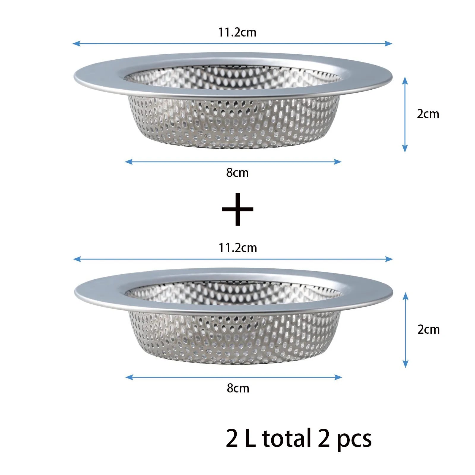 2PCS Kitchen Sink Drain Strainer - Stainless Steel Drain Hair Catcher Kitchen Accessories Bathroom Bathtub Drain Strainer