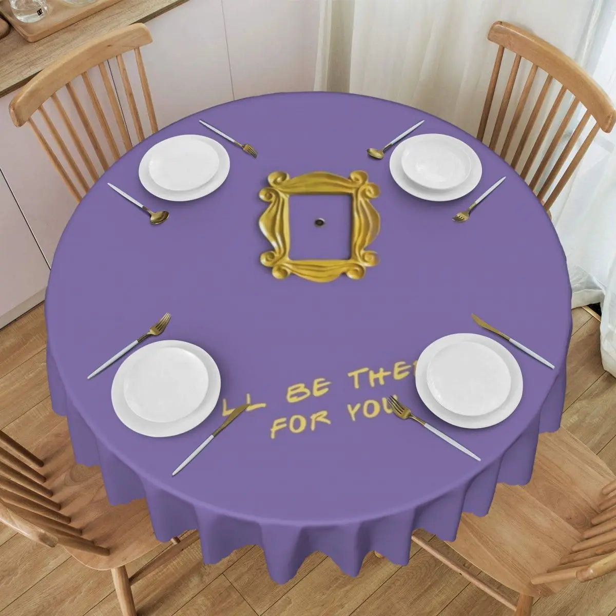 Customized I'll Be There For You Round Tablecloths 60 Inch Friends TV Show Table Covers for Kitchen Table Cloth