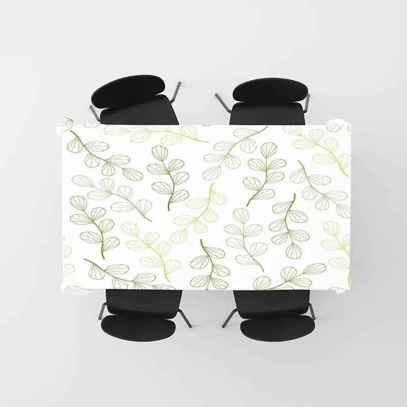 Modern Simple Green Leaves Tablecloth Perfect for Dining Tables, Reusable Kitchen Covers, Decorative Home Textiles, Washable Eas