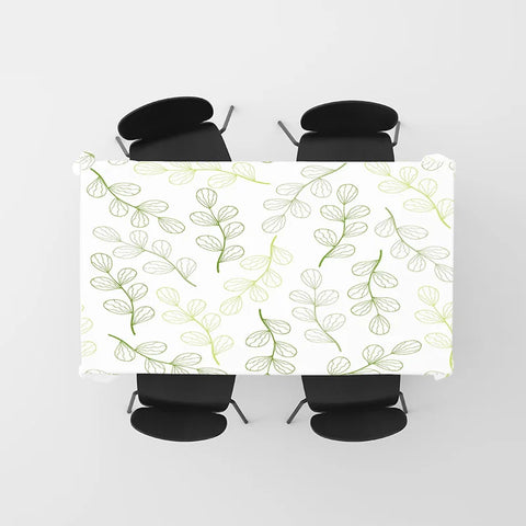 Modern Simple Green Leaves Tablecloth Perfect for Dining Tables, Reusable Kitchen Covers, Decorative Home Textiles, Washable Eas