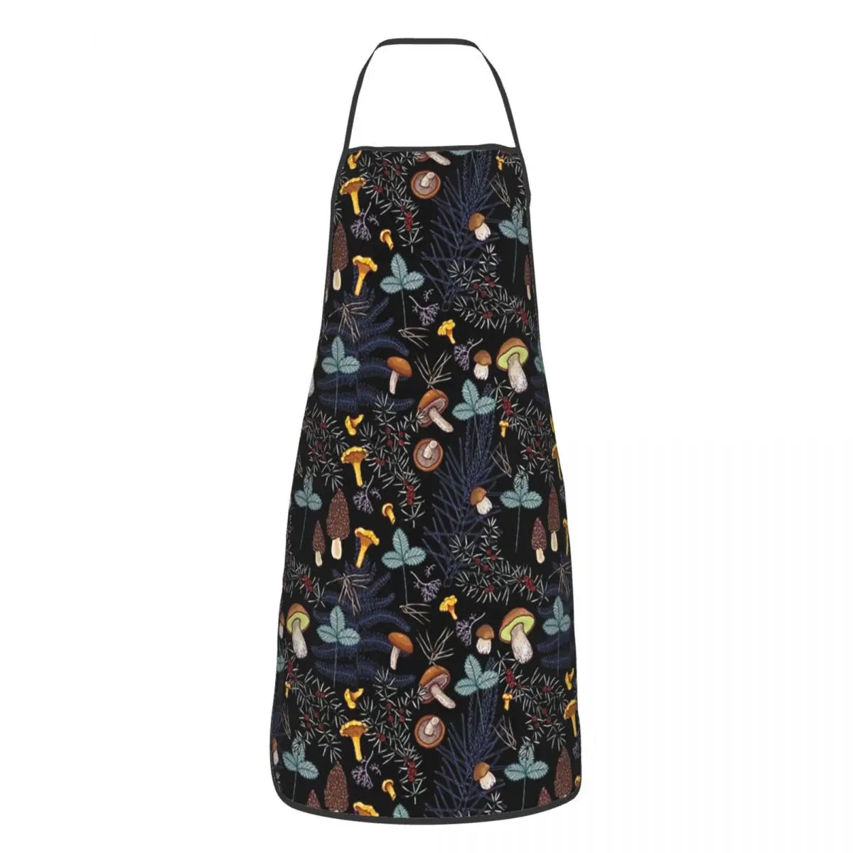 Unisex Vintage Night Mushrooms Apron Adult Women Men Chef Tablier Cuisine for Cooking Kitchen Botanical Forest Garden Painting