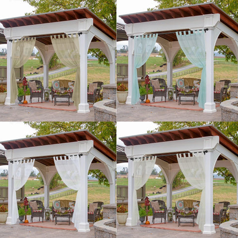 2PCS, Solid color single panel outdoor  sheer curtain with  tap  top transparent polyester fiber	 waterproof outdoor curtain