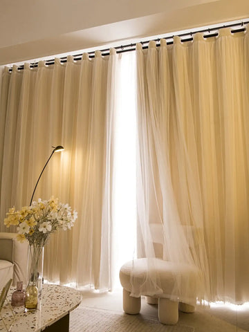 Double layered blackout curtains for girls, internet celebrity princess style ins, Nordic star fabric and gauze all in one