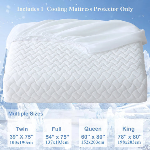1 pc Cooling Mattress Protector Cover, 400 Thread Count,Breathable & Cool for Hot Sleepers,16" Deep Pocket Queen King Size
