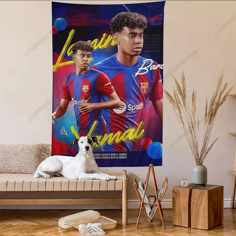 Wall Tapestry Decor L-Lamine Football Star Y-Yamal Anime Tapestry Flags Bedroom Dorm Wall Hanging Background Cloth Festival Gift