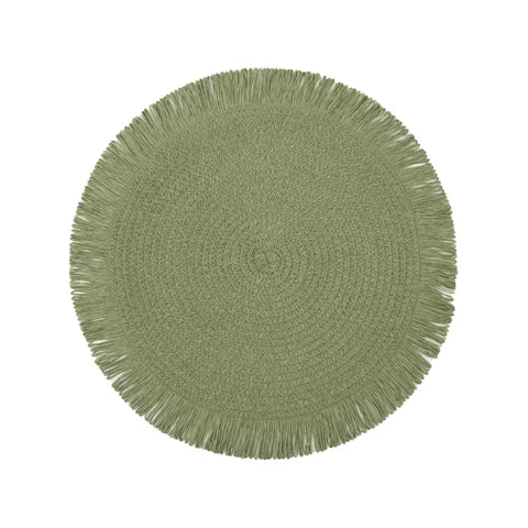 Round Braided Placemats Fringe Paper Table Mats Hand Woven Non-slip Insulation Place Mats Tea Cup Pad Dining Table Decorations