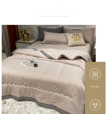 Japan Style Summer Quilt Soft Breathable Quilted Duvet Queen Skin Friendly WashableThin Comforter Lightweight Blanket 180x220