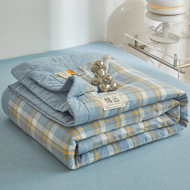 All cotton Air conditioning quilted quilt core summer washable comforter Simple Plaid soft duvet of single twin full queen size