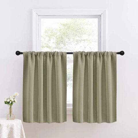 1pc Solid Short Curtain, Small Curtains for Kitchen, Bathroom, High Blackout Curtains for Home Decoration, UV Protection