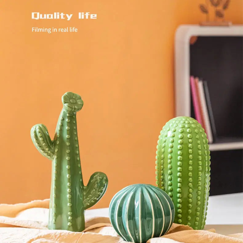 Nordic Ceramic Handicrafts Simulation Cactus Ornaments Art Decorative Home Furnishings Photography Props Green Room Decor