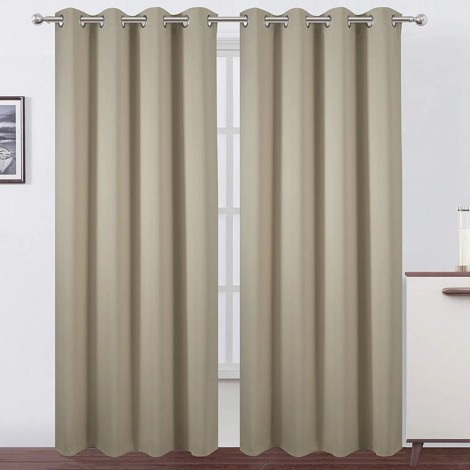 1PC Beige/Grey 100% Blackout Curtains with Grommets Total Privacy Drapes High Shade Shading Curtain For Living room Bedroom