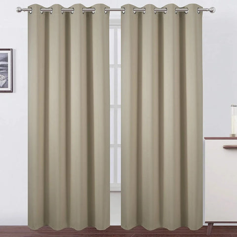 1PC Beige/Grey 100% Blackout Curtains with Grommets Total Privacy Drapes High Shade Shading Curtain For Living room Bedroom