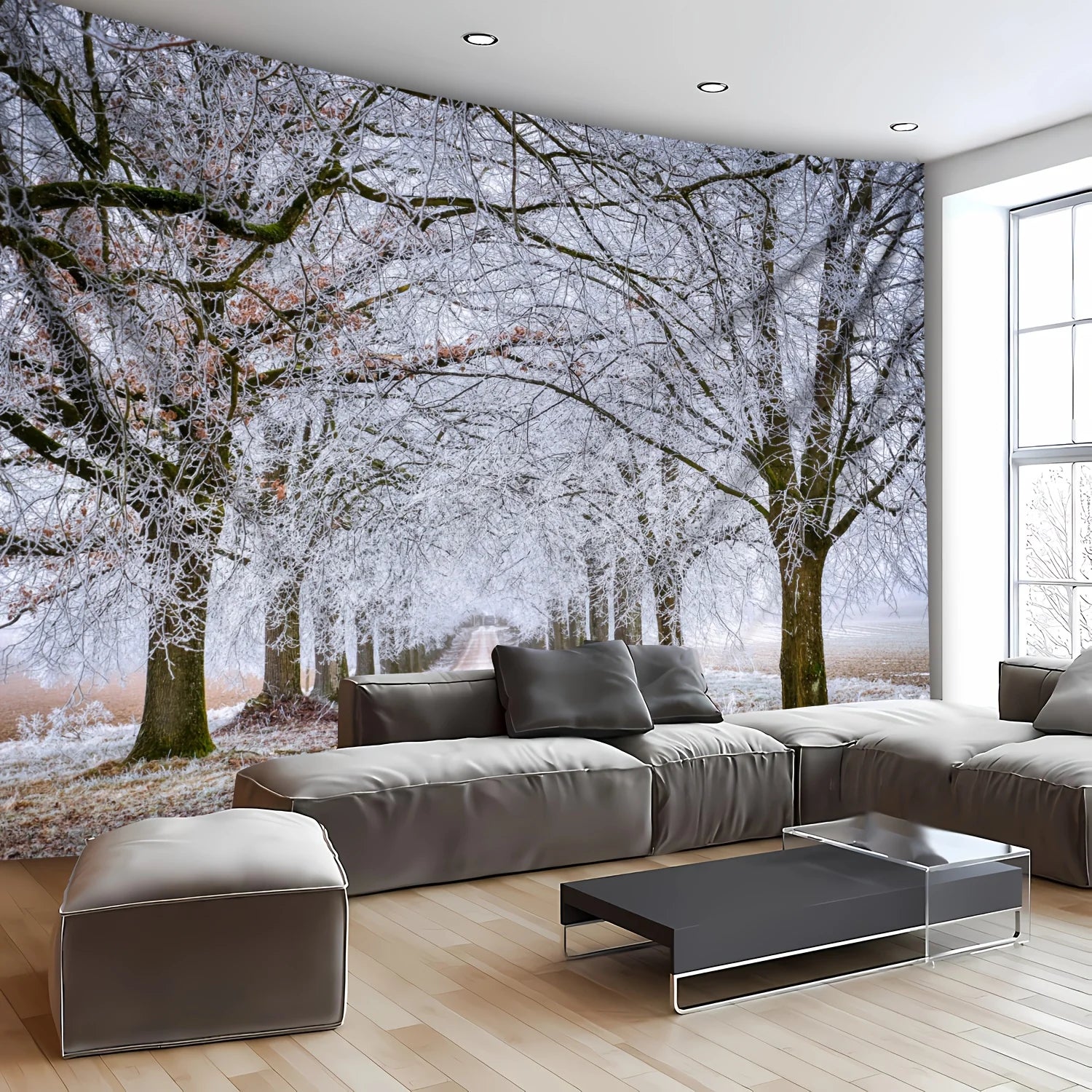 1pc Oversized Winter Wonderland Snow Trees Trail Scenery Tapestry, Polyester Wall Hanging for Living Room Bedroom Decoration