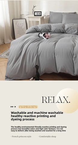 2025 New Washed Cotton Solid Color Single Quilt Set Skin Friendly Breathable Quilt Cover 180X220 200X230