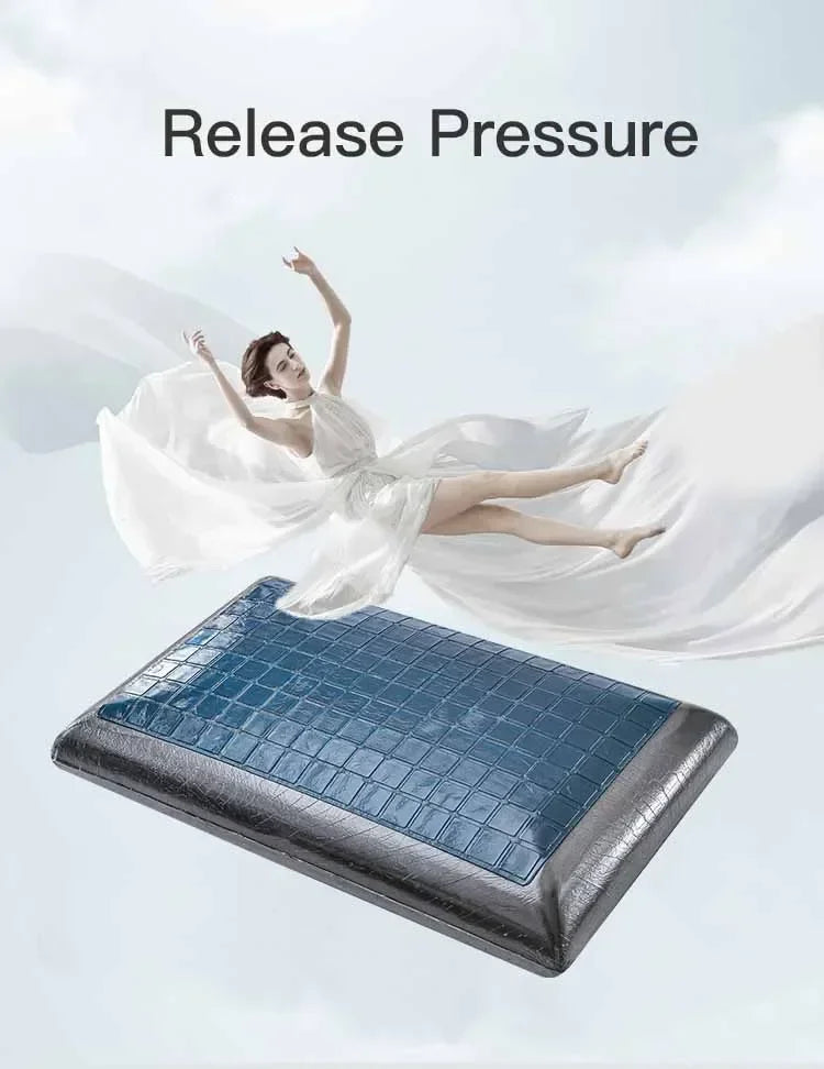 Double Sided Gel Cooling Memory Foam Pillow Summer Ice Feel Bamboo Charcoal Orthopedic Neck Pain Relief Pillow with Pillowcase