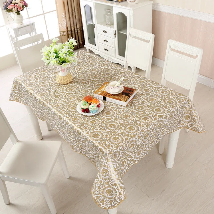 1pcs PEVA Waterproof Oilproof Tablecloth Washable Fabric For Dining Table Kitchen Decor Beautiful Flower Pattern Table Cloth