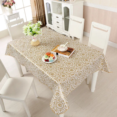 1pcs PEVA Waterproof Oilproof Tablecloth Washable Fabric For Dining Table Kitchen Decor Beautiful Flower Pattern Table Cloth