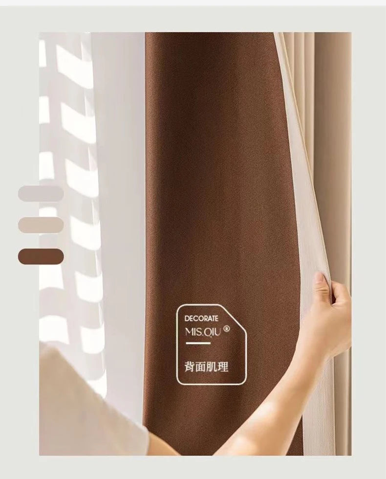 Custom Size S Wave Fold Curtains for Living Dining Room Modern Thick Chenille Blackout Bedroom White Tulle Window Decor Fashion