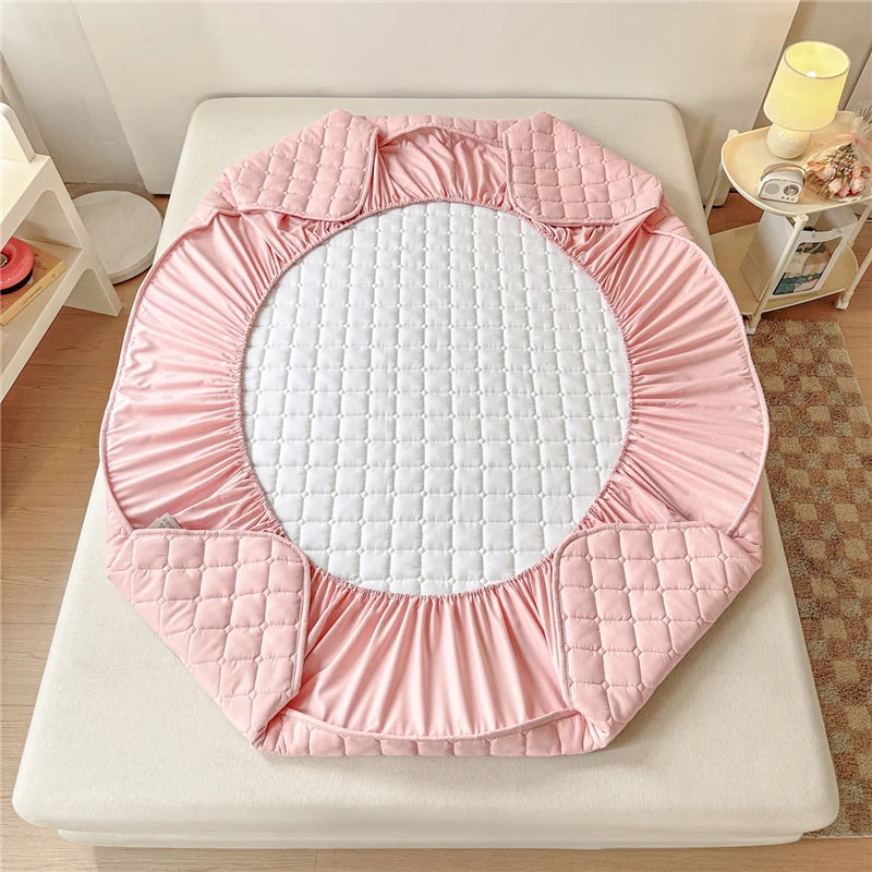Cartoon Embroidered Bed Cover Quilted Mattress Protector Non-slip Bedspread Thicken Bed Linen 매트리스 커버	 (No Pillowcase)