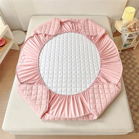 Cartoon Embroidered Bed Cover Quilted Mattress Protector Non-slip Bedspread Thicken Bed Linen 매트리스 커버	 (No Pillowcase)
