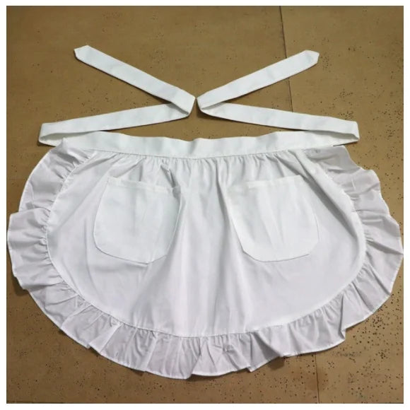 White Half Waist Bistro Restaurant Lace Ruffle Apron Women Kitchen Avental de Cozinha Divertido Tablier Cuisine Pinafore Apron