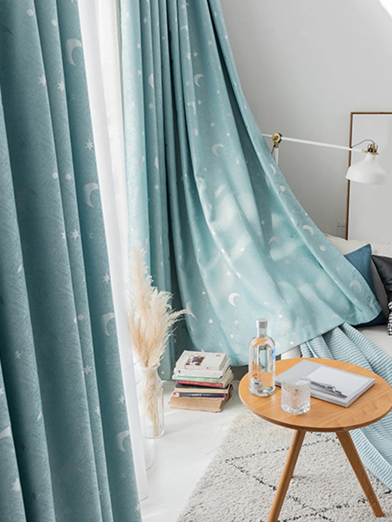 Children's Room Bedroom Star Shading Modern Minimalist Blue Curtains