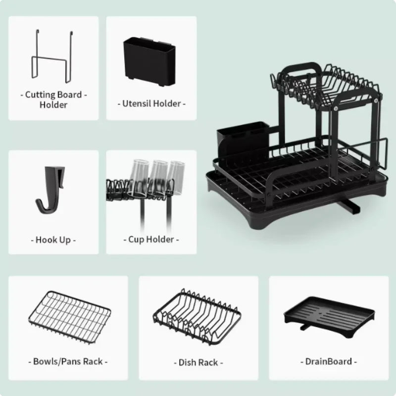 Integrated Dish Storage Rack, Kitchen Rack, Household Drain Dish Rack, Multi-function Dish Rack