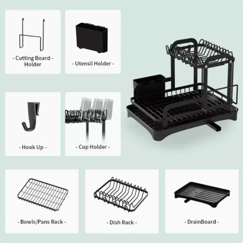 Integrated Dish Storage Rack, Kitchen Rack, Household Drain Dish Rack, Multi-function Dish Rack