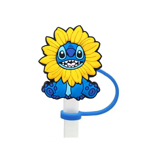 Disney Stitch Cartoon Silicone Straw Covers For Water Glass Bottle Drinking Dust Cap Straw Tip Cover Cup Accessories For 10mm