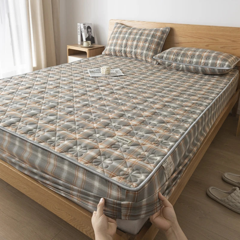 A-Class Hypoallergenic Washed Cotton Quilted Mattress Cover - Soft, Antibacterial, Cozy for a Restful Night's Sleep