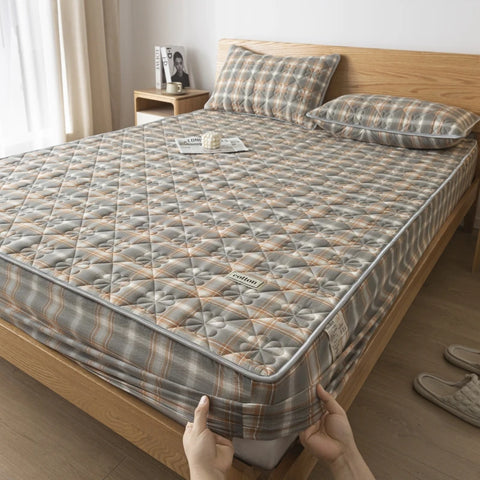 A-Class Hypoallergenic Washed Cotton Quilted Mattress Cover - Soft, Antibacterial, Cozy for a Restful Night's Sleep