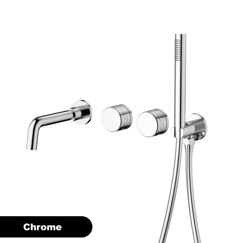 Luxury brass brushed gold wall mounted bathroom faucet with embedded dual handle hot and cold water 2 function bathtub mixer