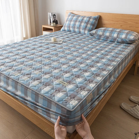 A-Class Hypoallergenic Washed Cotton Quilted Mattress Cover - Soft, Antibacterial, Cozy for a Restful Night's Sleep