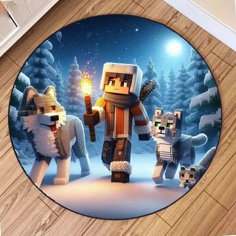 MINISO M-MINE Sandbox Games Decor Carpet for Living Room Sofa Coffee Table Bedroom Area Rugs Kitchen Kid Room Nonslip Floor Mats