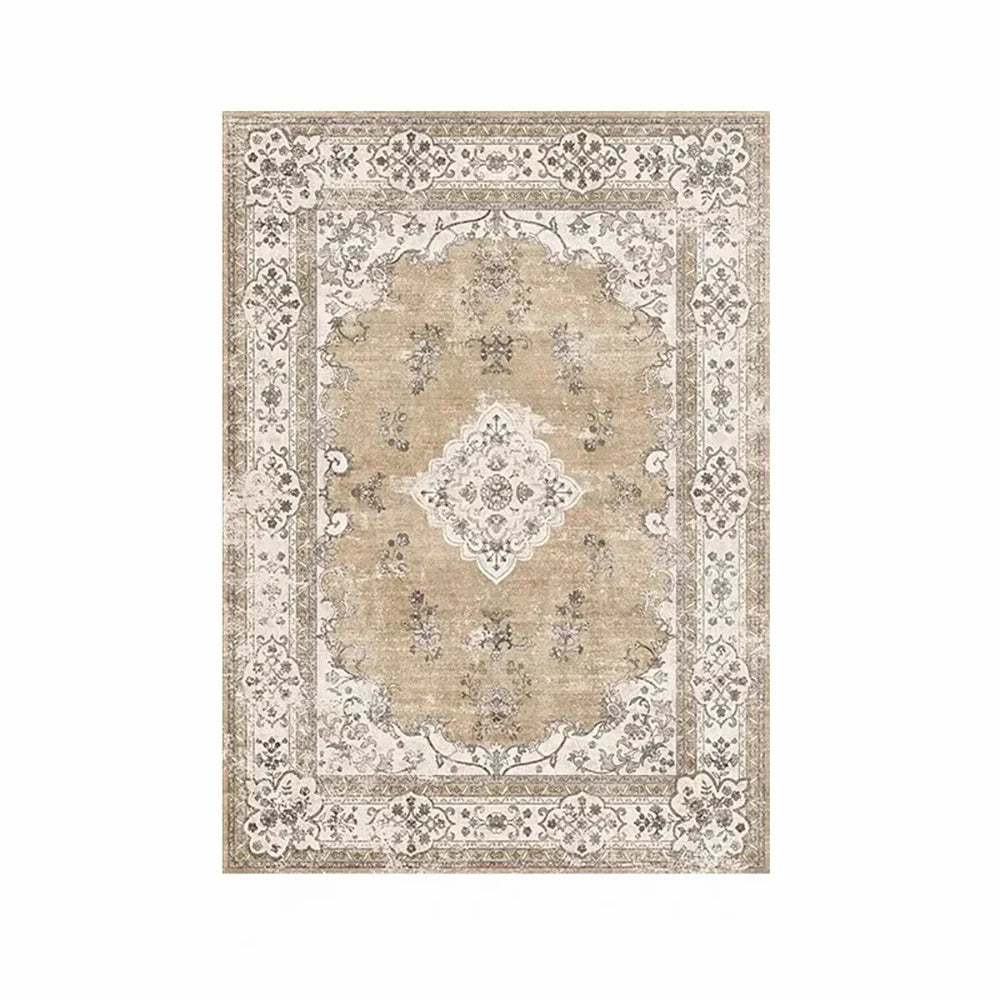 VIKAMA Bohemian Faux Wool Rug - Ultra-Thin, Stain-Resistant,Non-Slip Carpet for Study Room & Living Room,Soft Floor Mat Home Dec