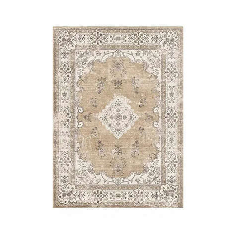 VIKAMA Bohemian Faux Wool Rug - Ultra-Thin, Stain-Resistant,Non-Slip Carpet for Study Room & Living Room,Soft Floor Mat Home Dec