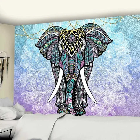 Elephant Tapestry Home Yoga Mat Decoration Mandala Psychedelic Polyester Tapestry Party Party Living Room Bedroom Decoration
