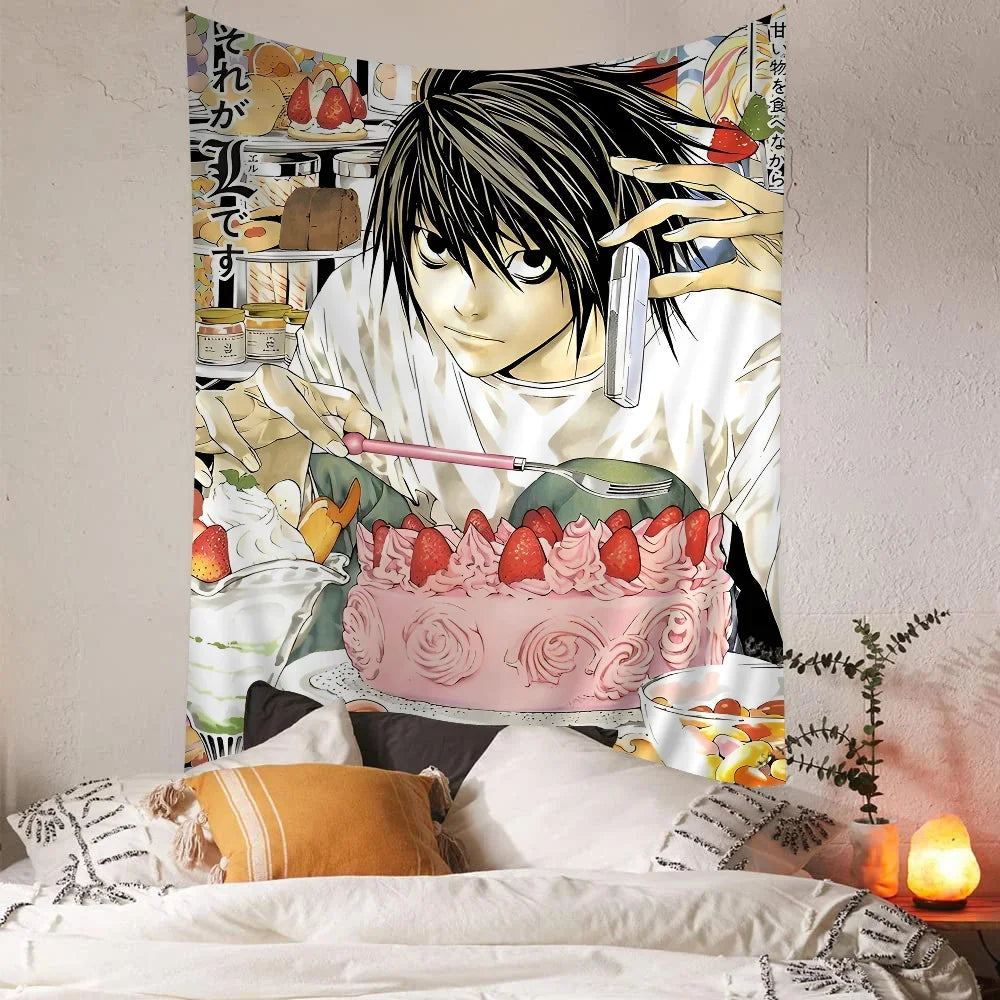 Anime Death Note DN L Colorful Tapestry Wall Hanging Bohemian Wall Tapestries Mandala Wall Hanging Sheets
