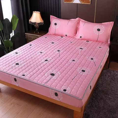 Waterproof Bed Cover Solid Color Fitted Bed Sheet With Elastic Band Anti-slip Adjustable Mattres Protector Fitted Sheet For Home