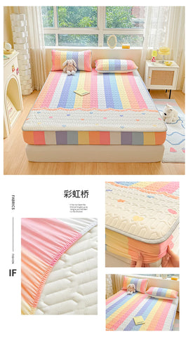 Natural Latex Thicked Summer Cooling Mat for Bed Soft Cool Feeling Fitted Sheet and Pillowcase Matress Cover Grade A Summer Mats