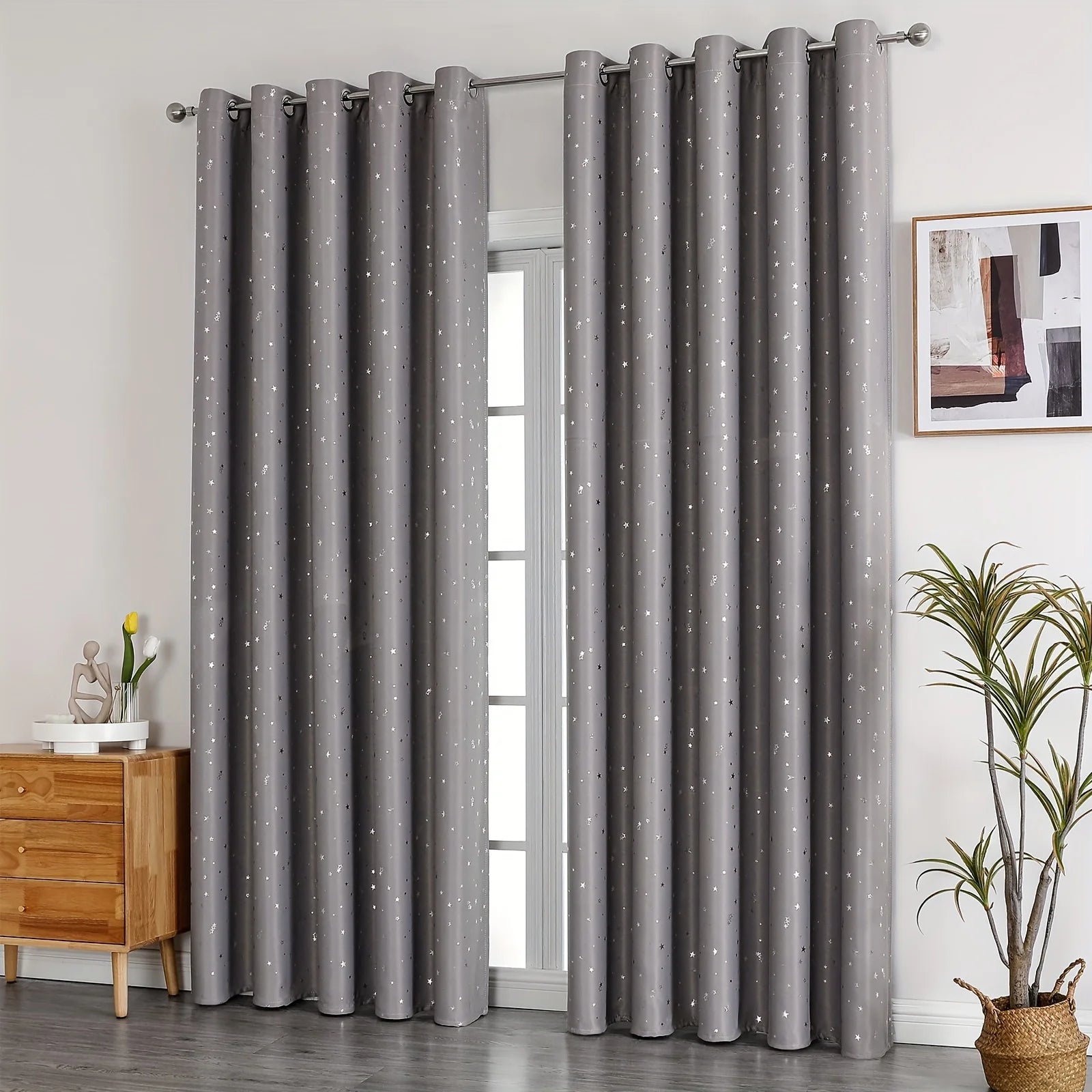 Kids Curtains Blackout With Stars Grommet Top For Bedroom Living Room Window Drapes