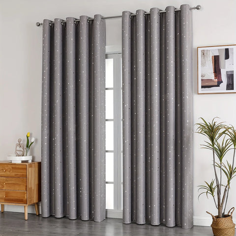 Kids Curtains Blackout With Stars Grommet Top For Bedroom Living Room Window Drapes