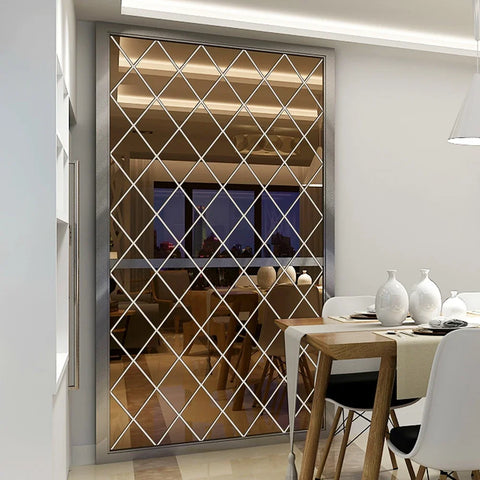 3D Mirror Stickers Acrylic Triangles Self-adhesive Diamonds DIY Wall Mirror Stickers for Living Room Home Decor 10/17/32/58Pcs
