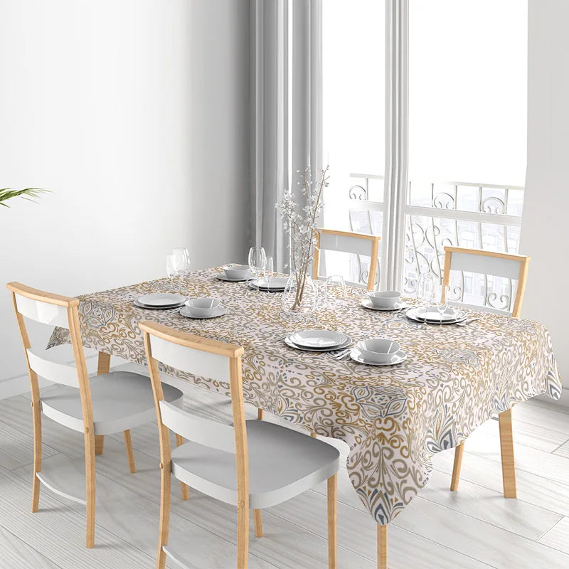 Modern Floral Tablecloth: Elegant Gold White Dining Room Decor for Kitchen Tables 60x125cm Square Home Textiles